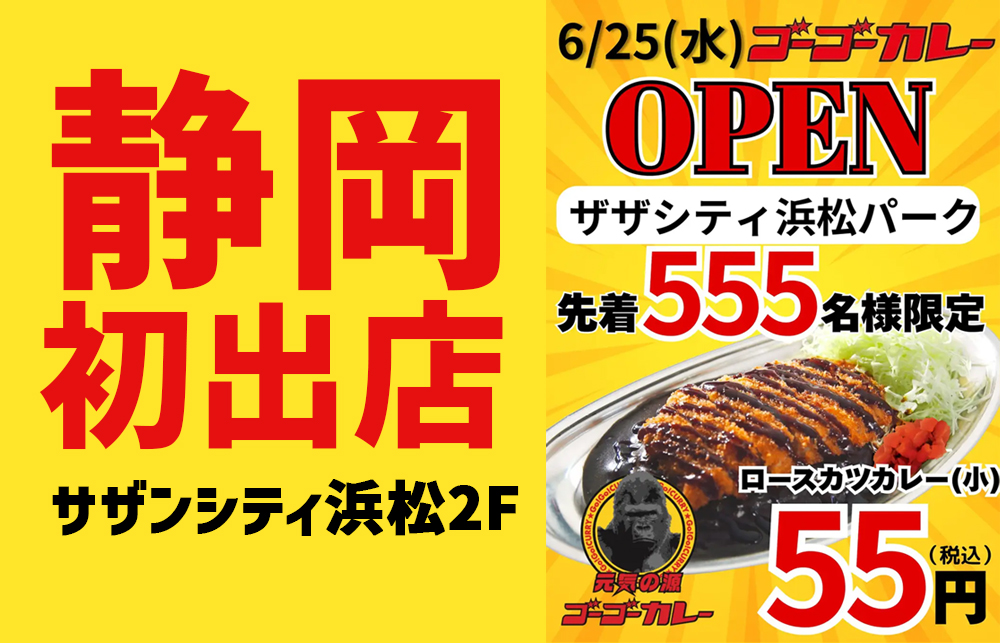 【ゴーゴーカレー浜松】オープン記念先着555名様に55円無駄足になる前に！整理券の配布時間