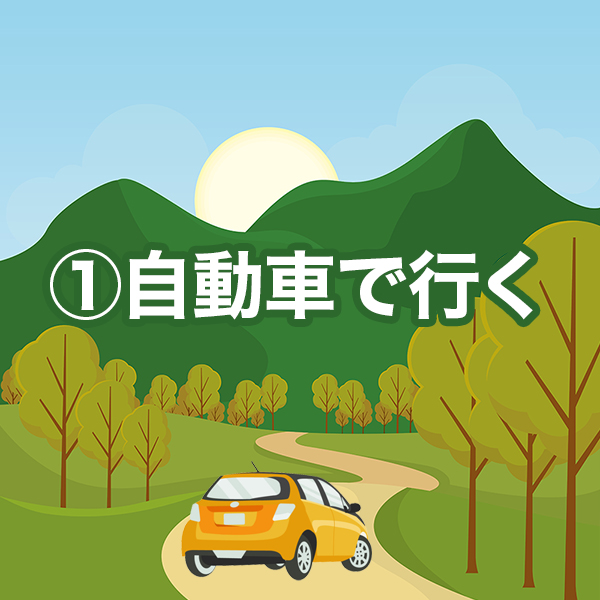 ① 自動車で行く