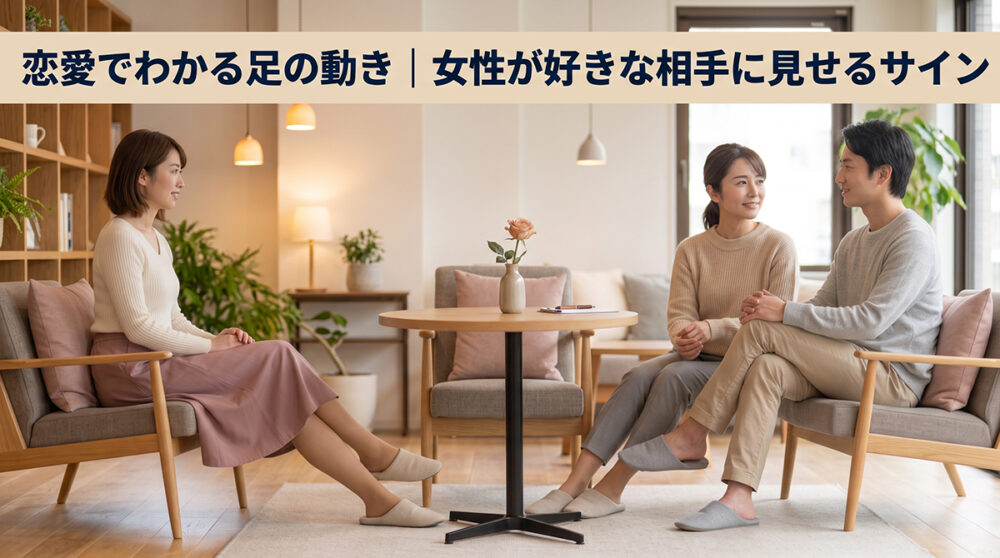 女性が好きな相手に見せる足の動きのサインを表した見出し画像