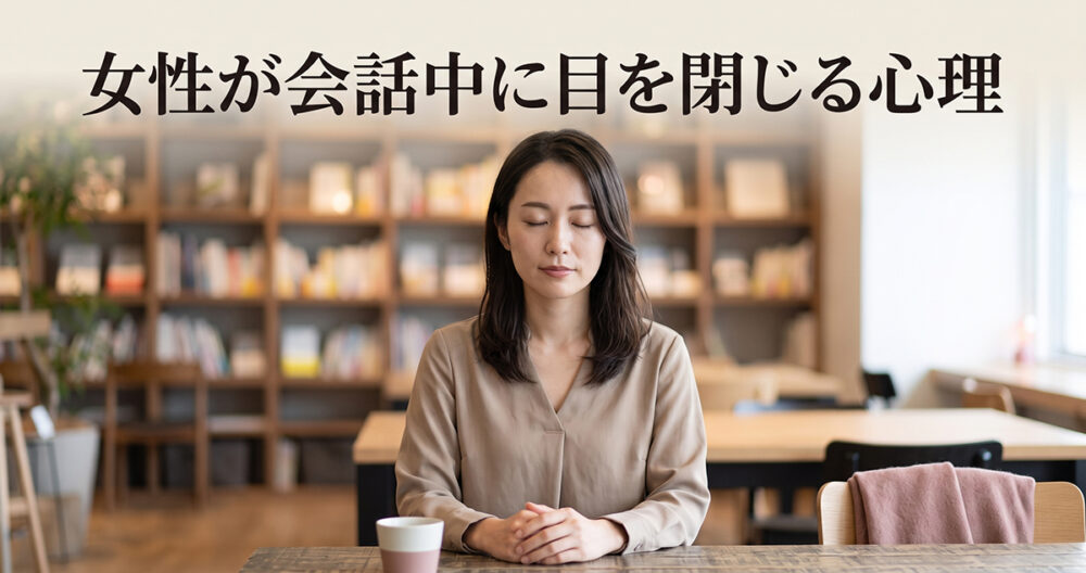 会話の途中で感情や考えを整理する女性の心理イメージ