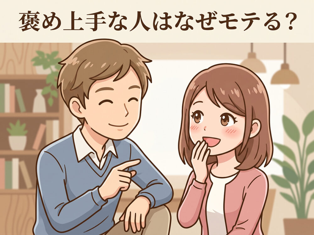 自然な褒め方で相手に好印象を与える人の魅力を表した見出し画像