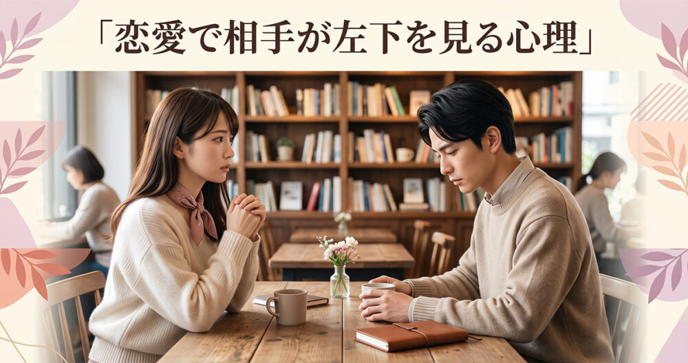 恋愛中の会話で左下へ視線を向ける相手の心理を表したイメージ