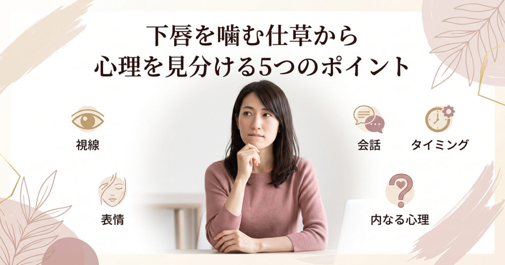 表情や視線から下唇を噛む心理を見分けるイメージ