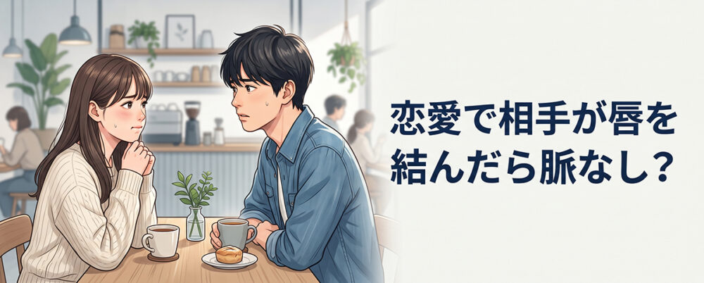 好きな相手が唇を結ぶ仕草を見て脈なしなのか気にする恋愛場面