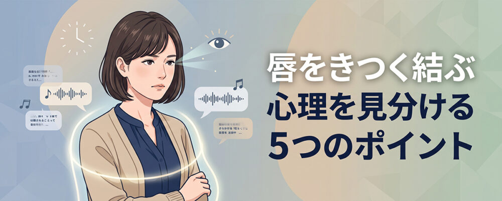 唇を結ぶ人の表情や視線などから心理を見分けるポイント