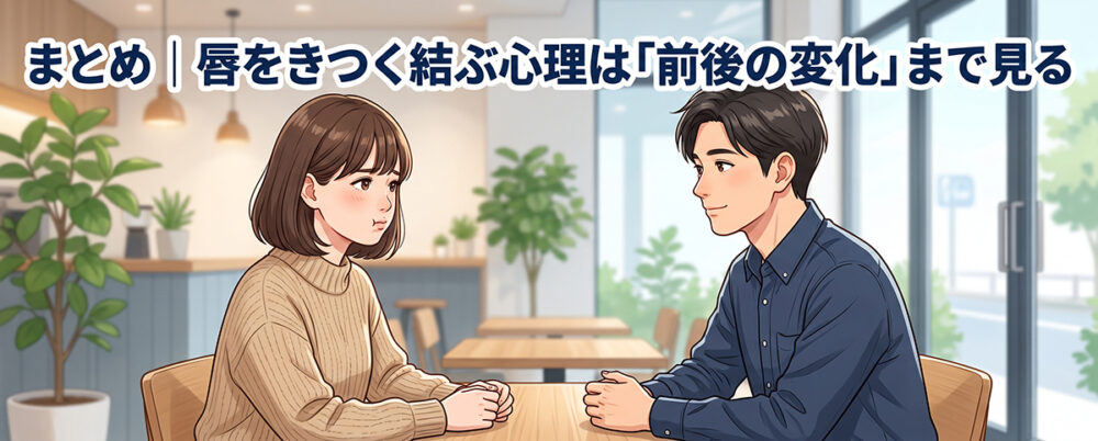 唇を結ぶ一瞬だけでなく前後の表情や会話まで見る様子