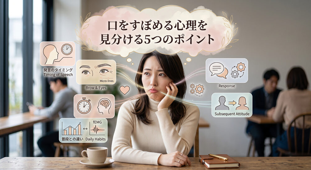 表情や返事、タイミングから口をすぼめる心理を見分けるイメージ