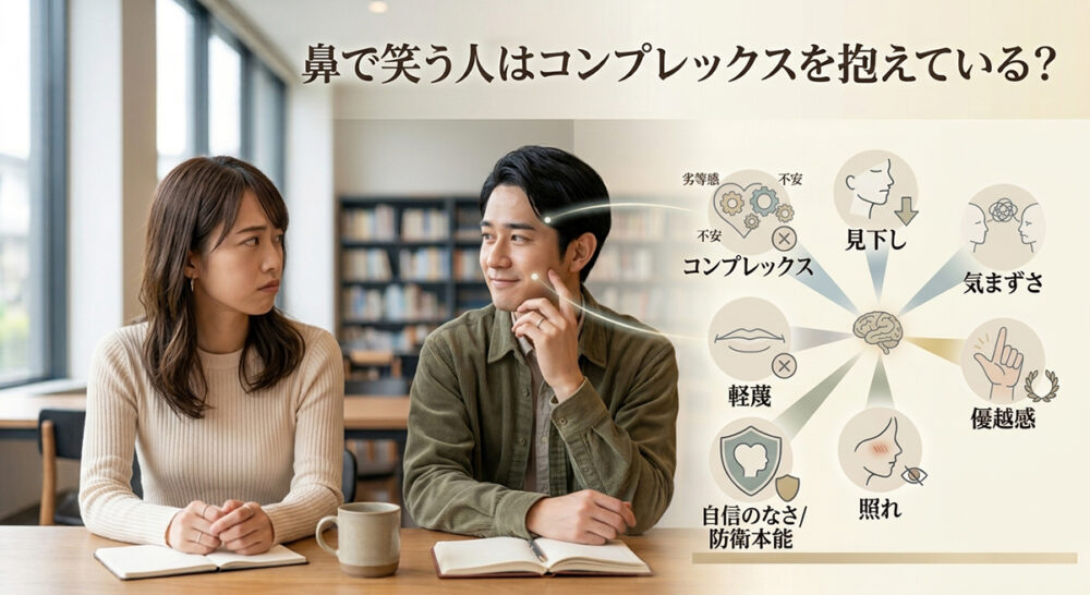 鼻で笑う態度と自信のなさやコンプレックスの関係を考えるイメージ