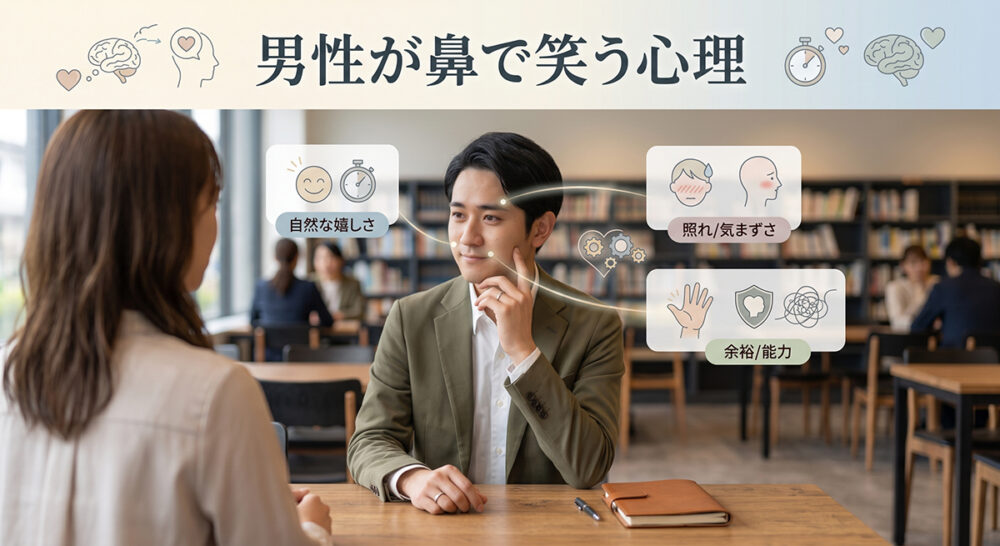 会話中に鼻で小さく笑う男性の心理を表したイメージ