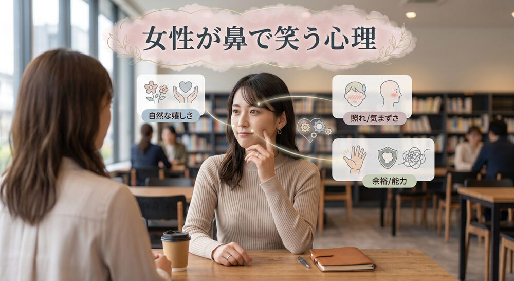 会話中に鼻で小さく笑う女性の心理を表したイメージ