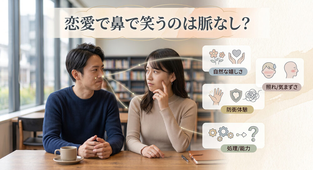 好きな相手との会話で鼻で笑う仕草と恋愛心理を表したイメージ