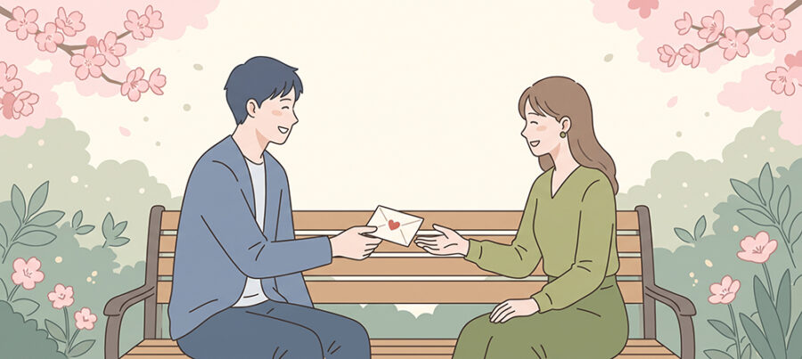 気持ちを伝え合う男女のイラスト
