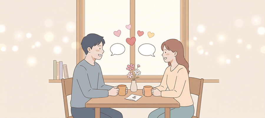 気持ちを伝え合う男女のイラスト