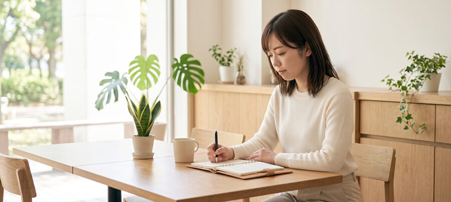 結婚相手の条件をノートに整理する女性