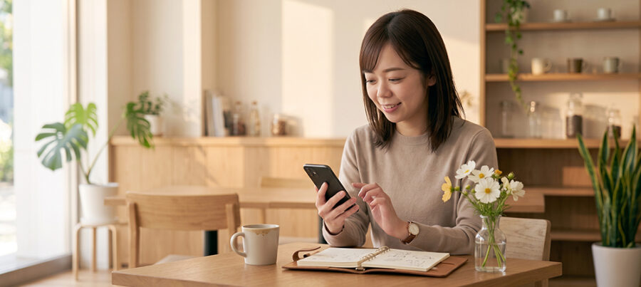 初デート後にメッセージを送る女性