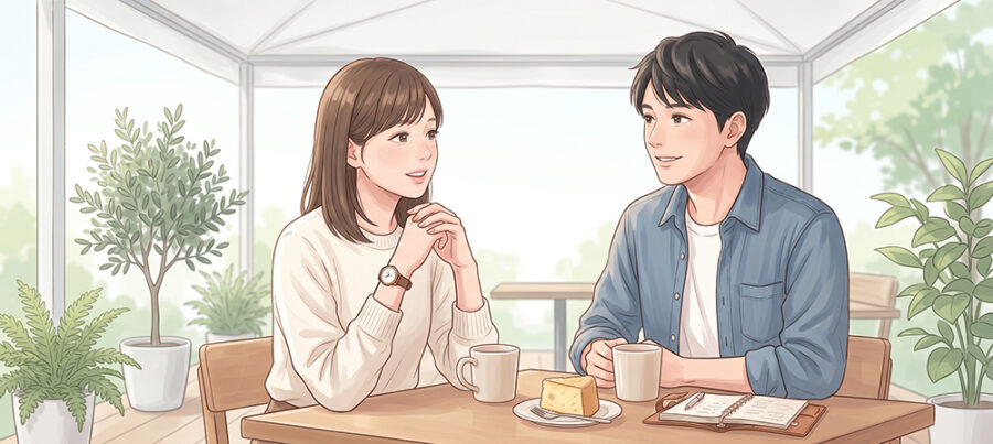感謝を伝え合う男女カップル