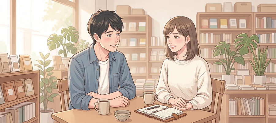 相手を褒める言葉を伝える女性