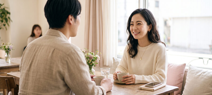 会話を楽しみながら少しずつ信頼を深める男女